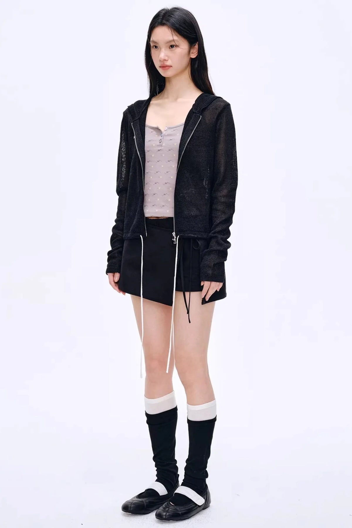 Misty Natural Texture Hooded Cardigan