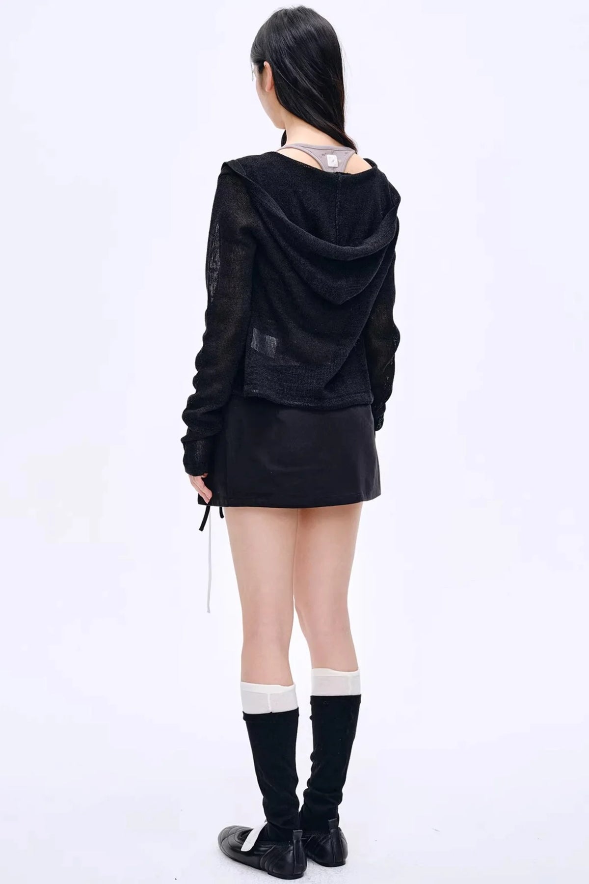 Misty Natural Texture Hooded Cardigan