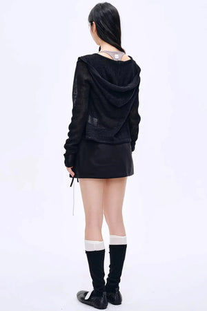 Misty Natural Texture Hooded Cardigan