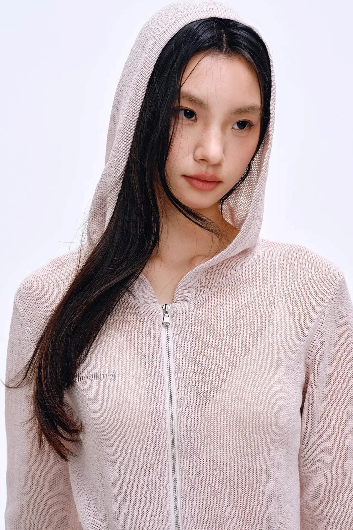 Misty Natural Texture Hooded Cardigan