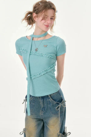 Misty Pleats Lace T-Shirt