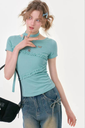 Misty Pleats Lace T-Shirt