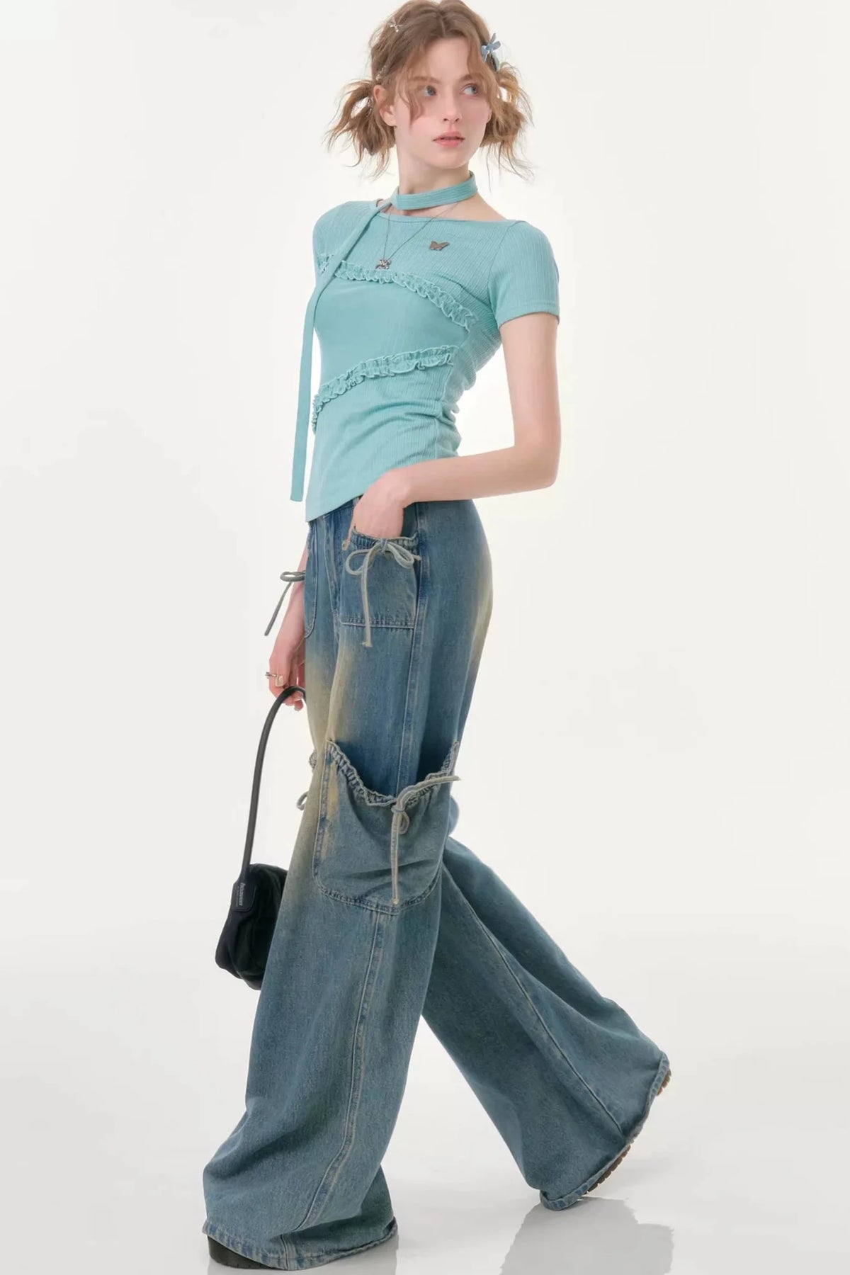 Misty Pleats Lace T-Shirt