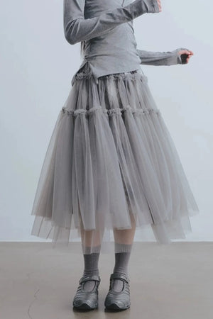 Misty Roaming Plaid Mesh Skirt
