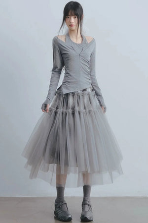 Misty Roaming Plaid Mesh Skirt
