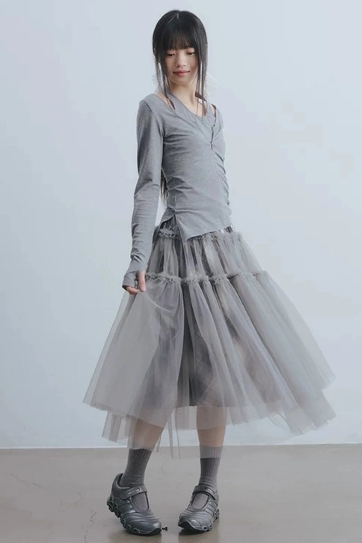 Misty Roaming Plaid Mesh Skirt