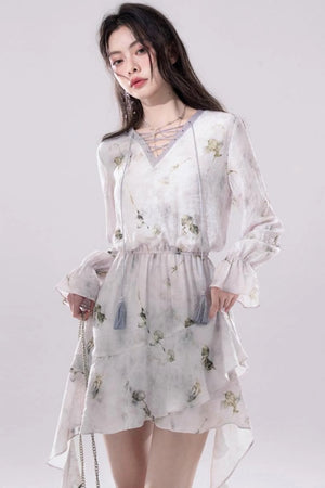 Misty V-Neck Tie-Dye Dress