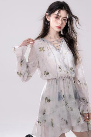 Misty V-Neck Tie-Dye Dress