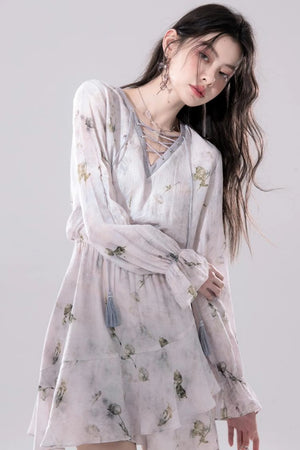 Misty V-Neck Tie-Dye Dress