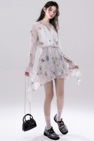 Misty V-Neck Tie-Dye Dress