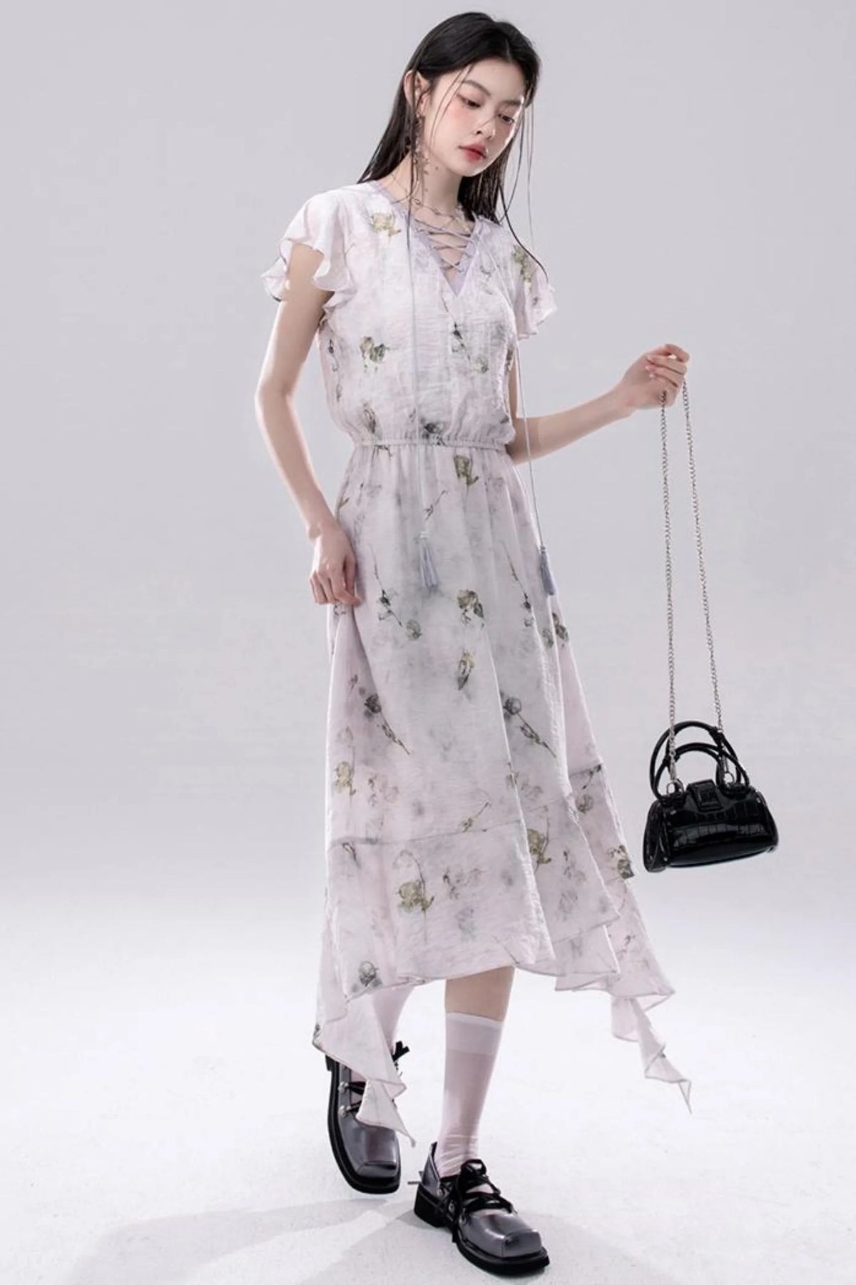 Misty V-Neck Tie-Dye Dress