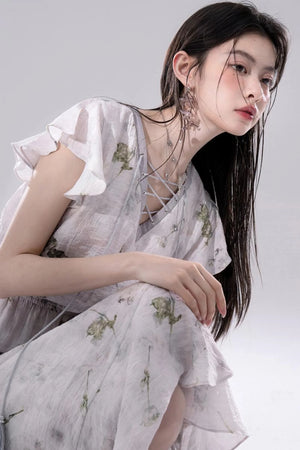 Misty V-Neck Tie-Dye Dress