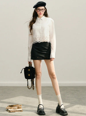 MIU Lace Skirt Shirt Set-Up