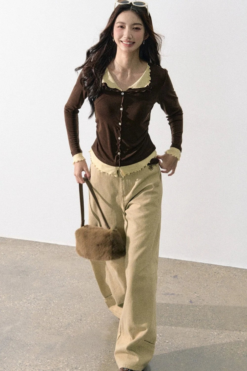 Miu-Style Collared Knit Sweater