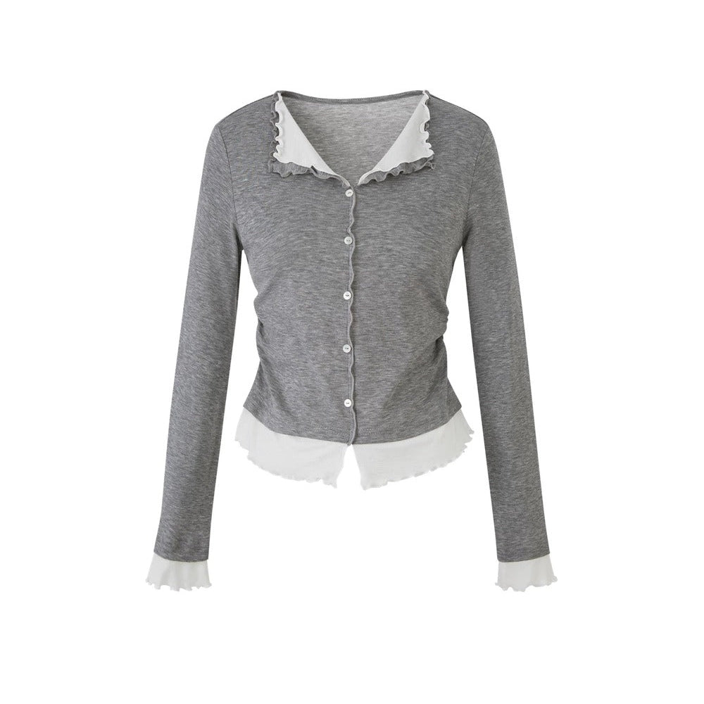 Miu-Style Collared Knit Sweater
