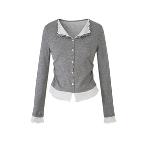 Miu-Style Collared Knit Sweater