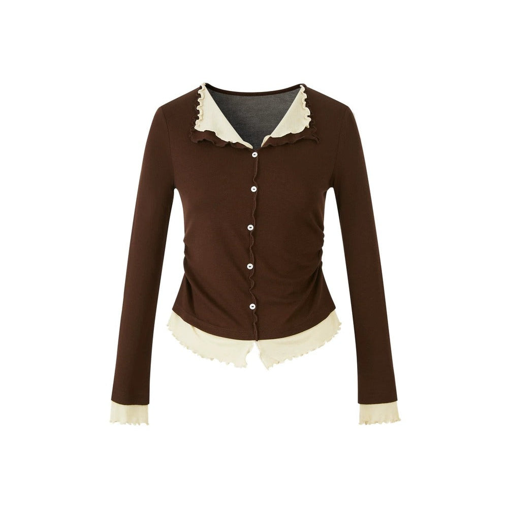 Miu-Style Collared Knit Sweater