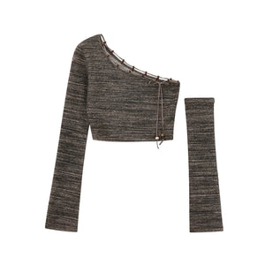 Mixed Yarn Asymmetrical Top