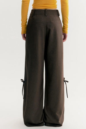 Mocha Handmade Upright System Wide-Leg Suit Pants