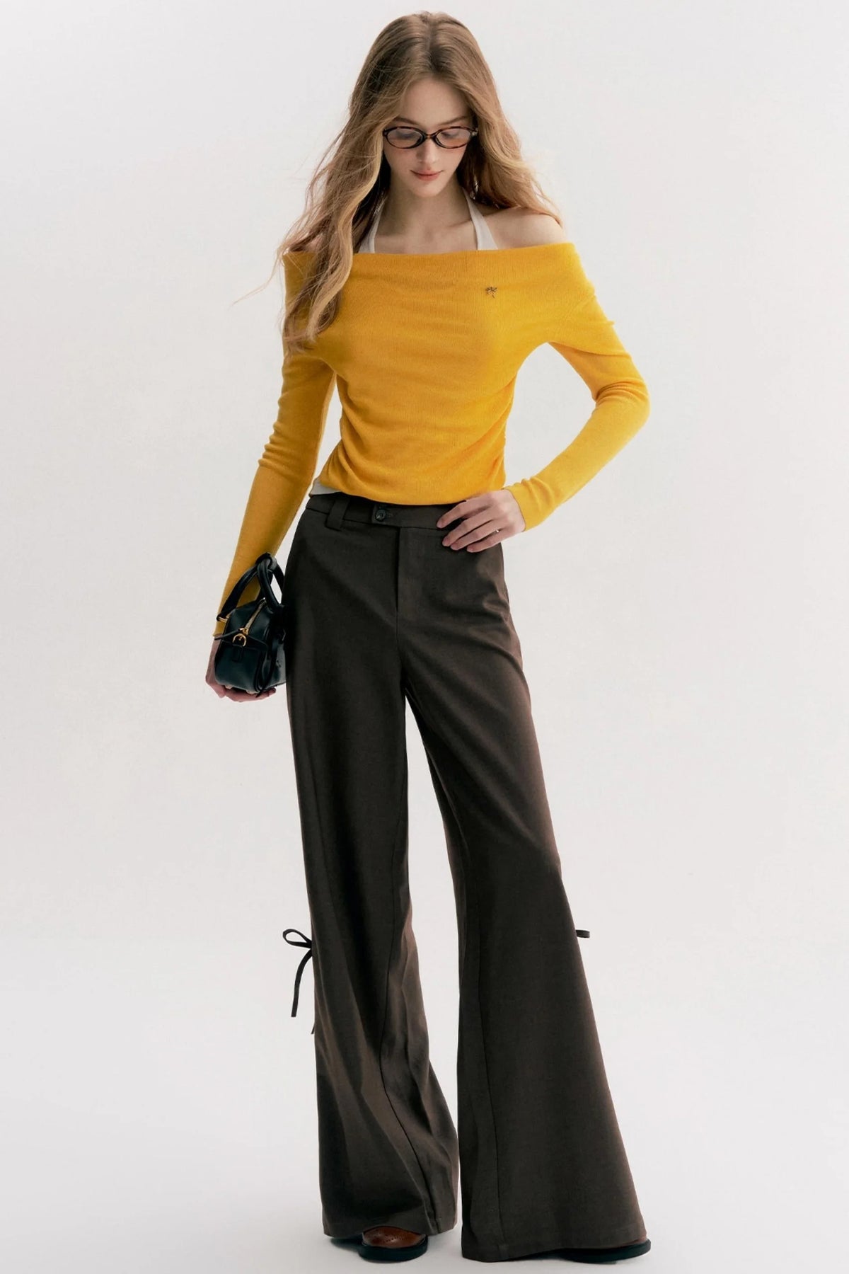 Mocha Handmade Upright System Wide-Leg Suit Pants