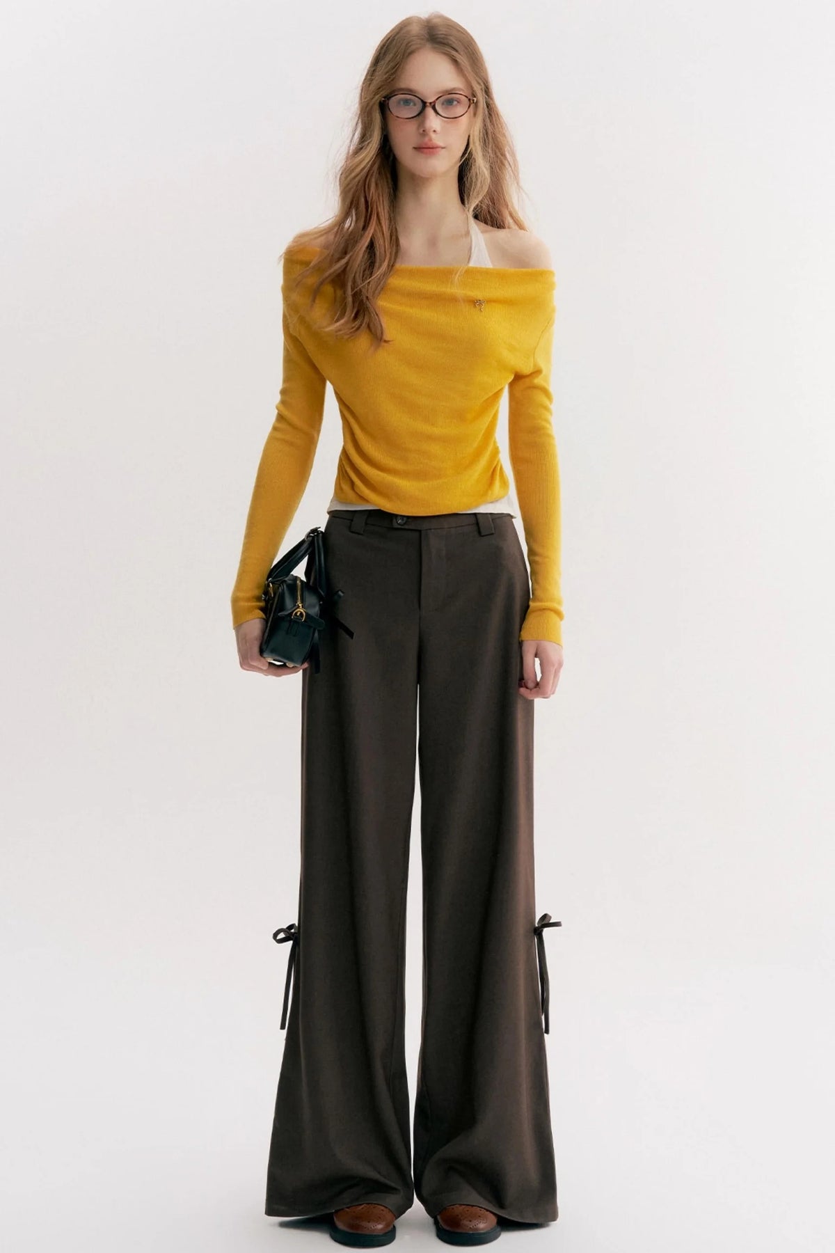 Mocha Handmade Upright System Wide-Leg Suit Pants