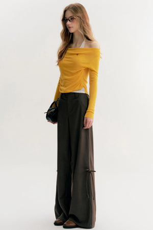 Mocha Handmade Upright System Wide-Leg Suit Pants