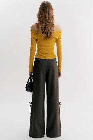 Mocha Handmade Upright System Wide-Leg Suit Pants