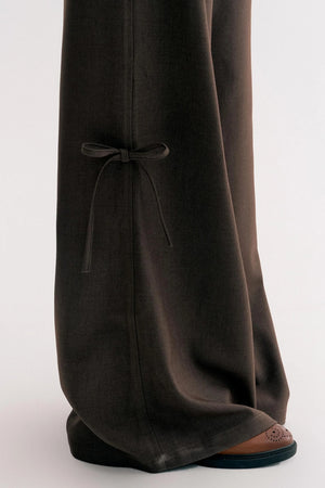 Mocha Handmade Upright System Wide-Leg Suit Pants