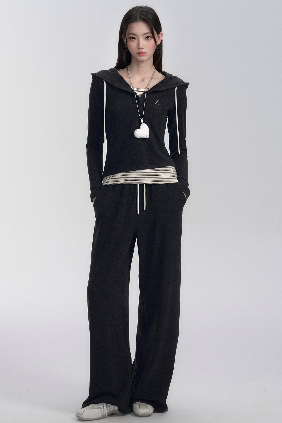 Mock Two-Piece Hooded Set-Up