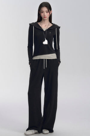 Mock Two-Piece Hooded Set-Up