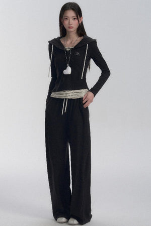 Mock Two-Piece Hooded Set-Up