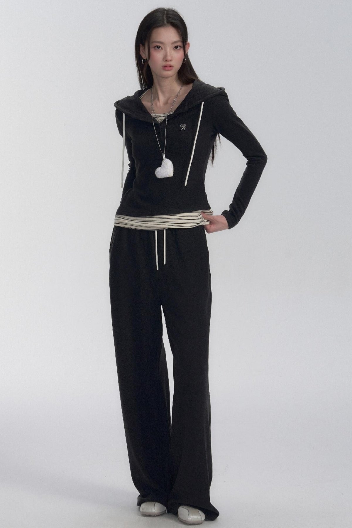 Mock Two-Piece Hooded Set-Up