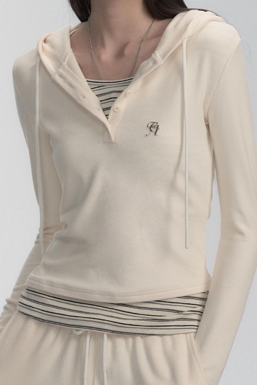 Mock Two-Piece Hooded Set-Up