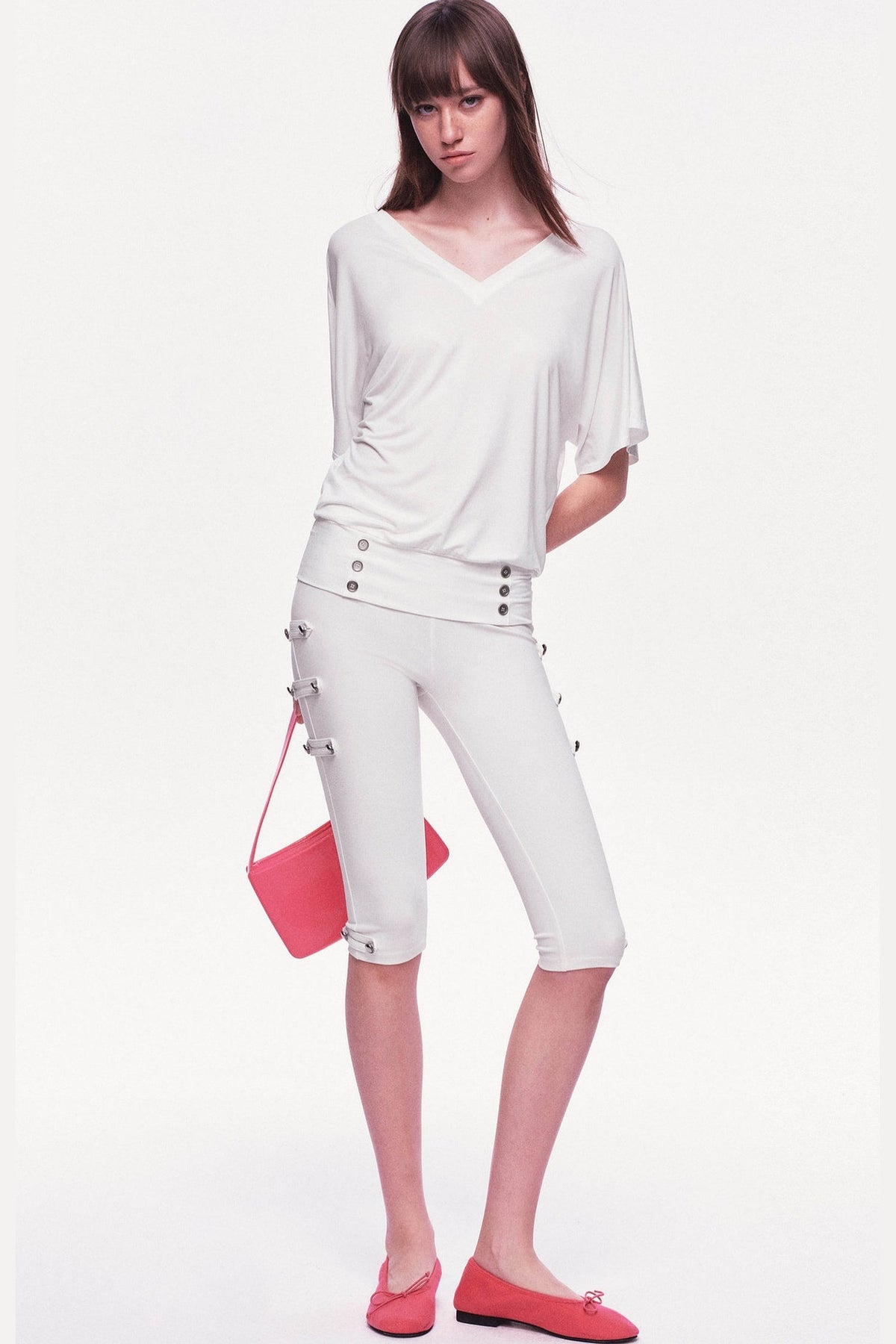 Modal Knit V-Neck Batwing Top