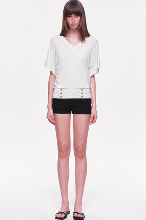Modal Knit V-Neck Batwing Top