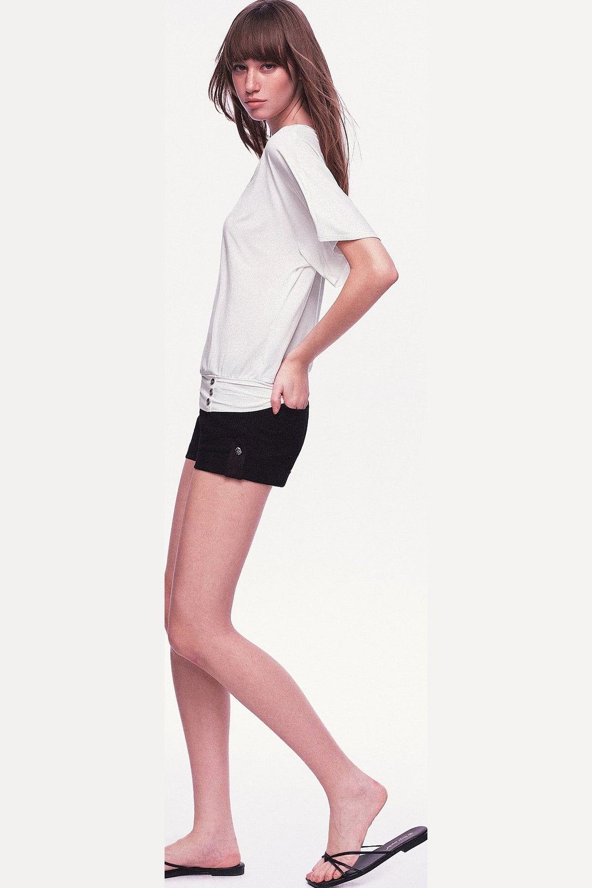 Modal Knit V-Neck Batwing Top
