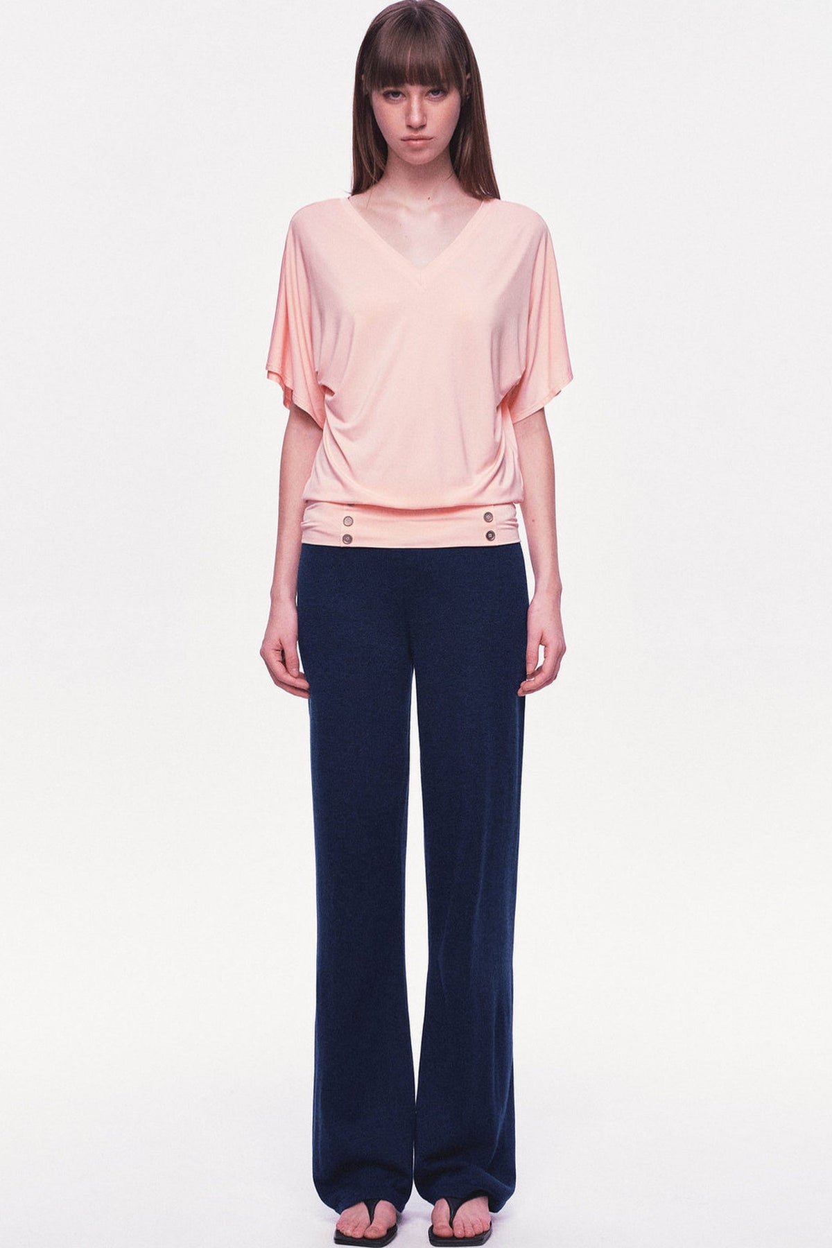 Modal Knit V-Neck Batwing Top