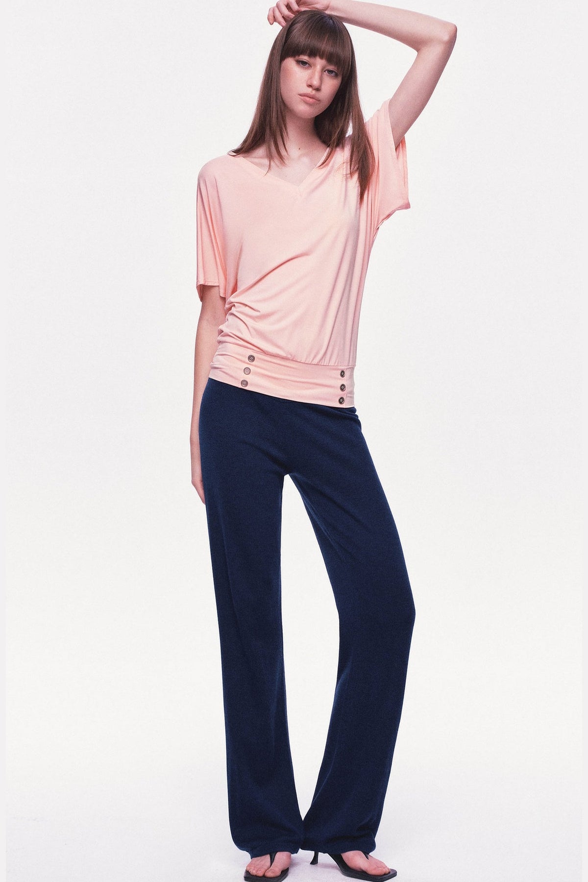 Modal Knit V-Neck Batwing Top