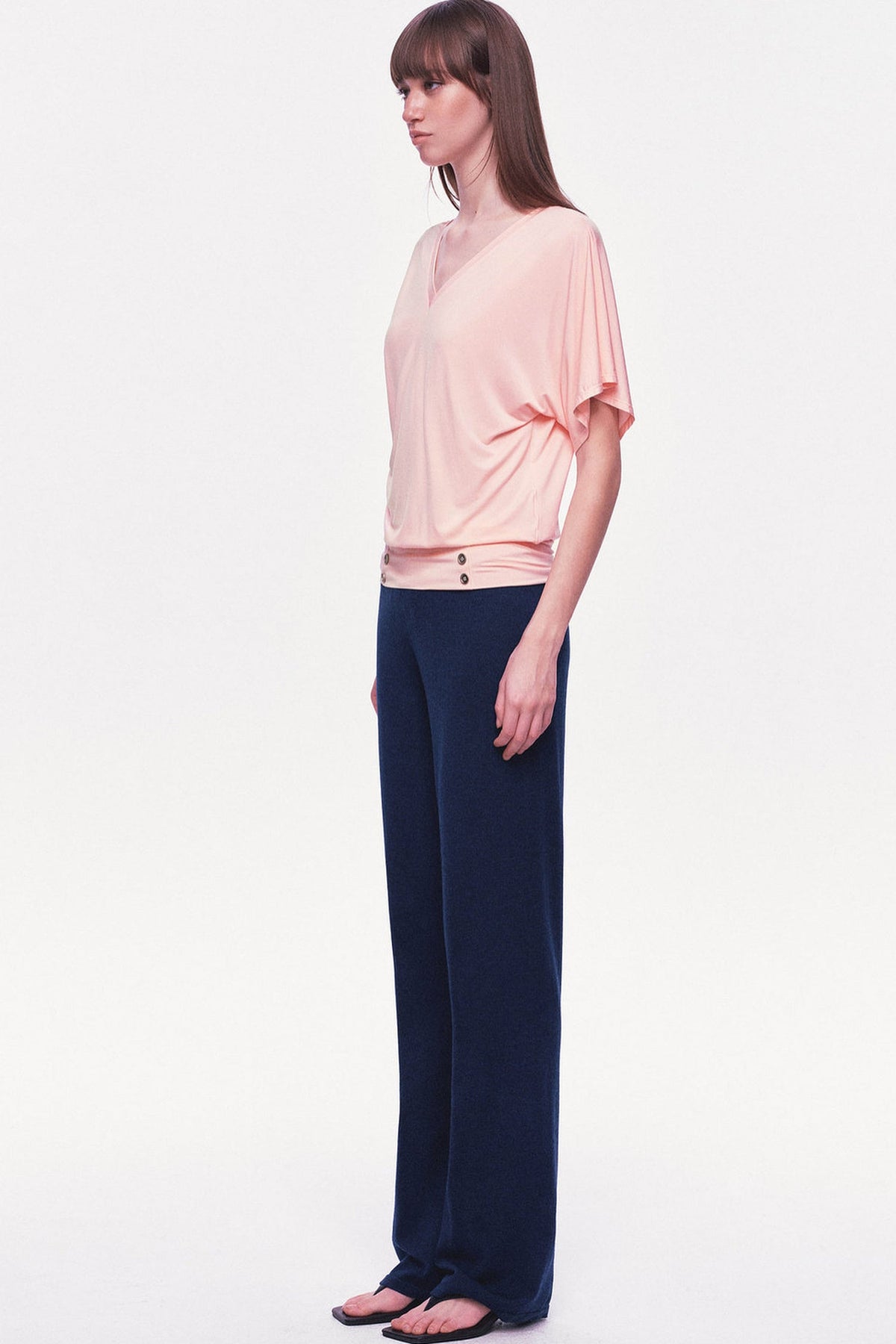 Modal Knit V-Neck Batwing Top