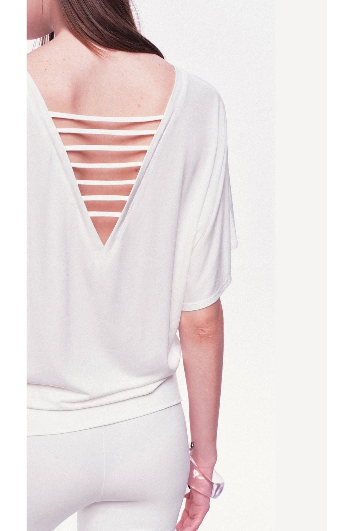 Modal Knit V-Neck Batwing Top