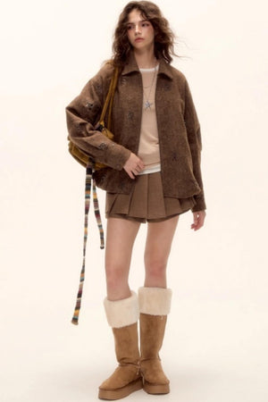 Mohair Pleated Culottes Skirt