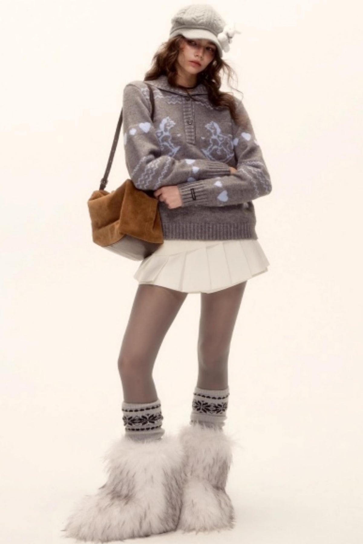 Mohair Pleated Culottes Skirt