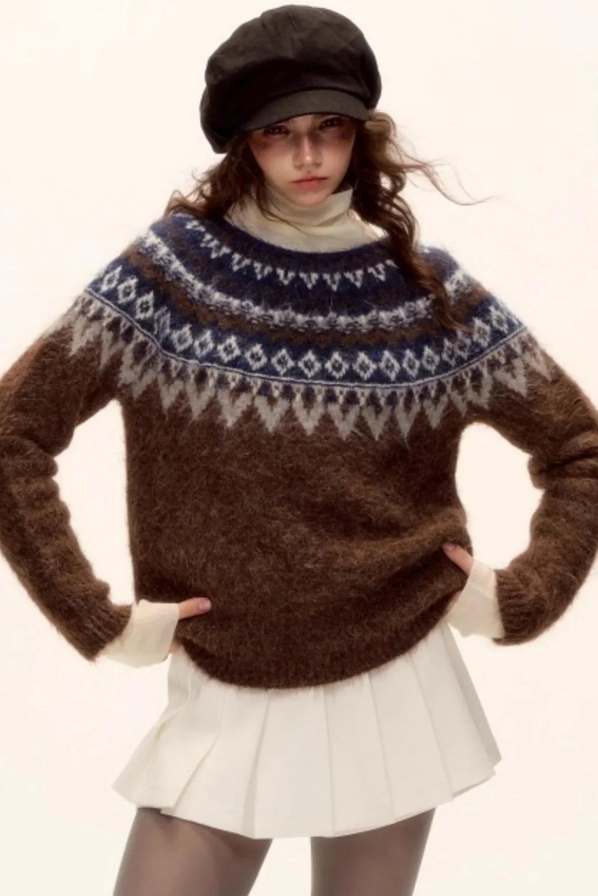 Mohair Pleated Culottes Skirt