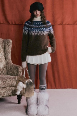 Mohair Pleated Culottes Skirt