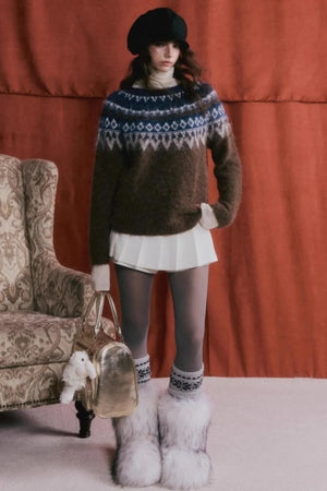 Mohair Pleated Culottes Skirt