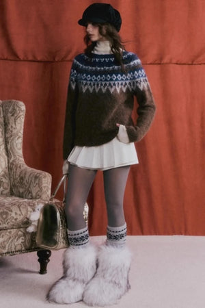Mohair Pleated Culottes Skirt