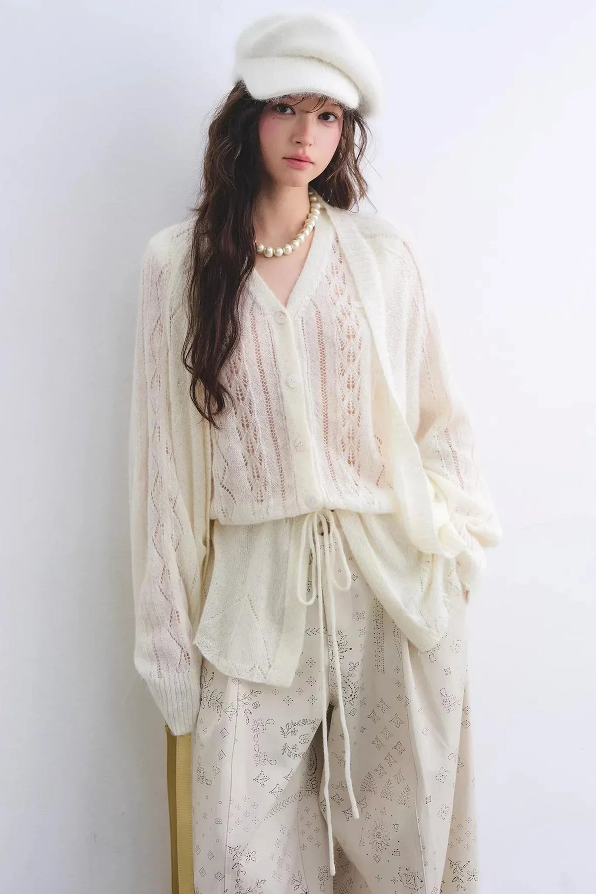 Mohair Purple Cut-Out Cardigan Set-Up