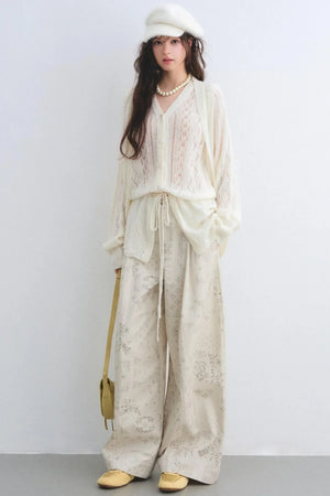 Mohair Purple Cut-Out Cardigan Set-Up