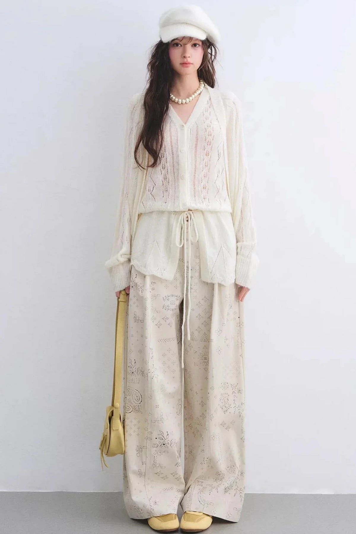 Mohair Purple Cut-Out Cardigan Set-Up