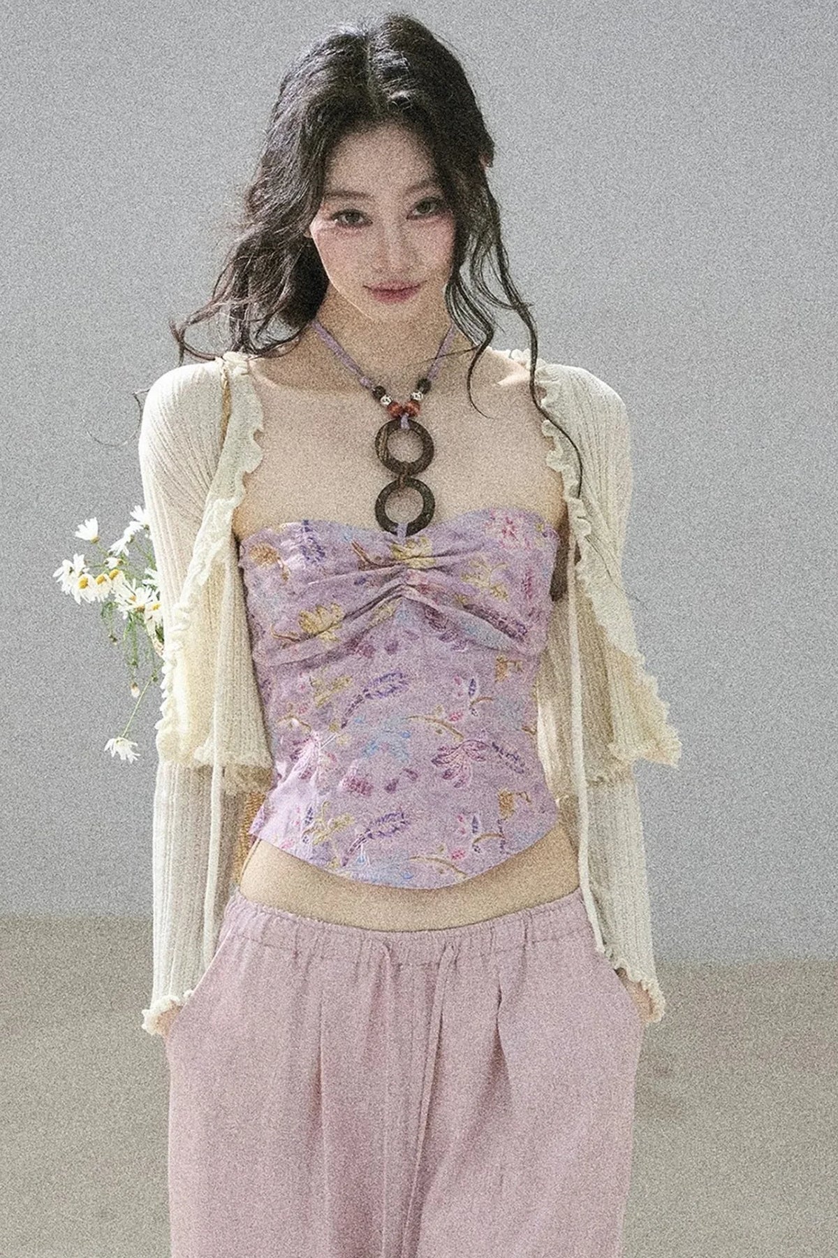 Monet's Water Lilies Embroidered Top